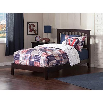 AFI Furnishings Mission Twin Extra Long Traditional Bed with Open Footboard and Turbo Charger in Espresso