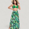 Anna-Kaci Swim Women's Three-Piece Swimsuit Set with Bikini Top High Waist Bottom and Sheer Abstract Print Wide Leg Pants - 2 of 4