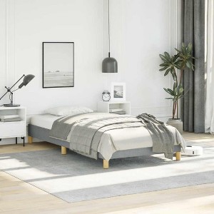 Bed Frame Light Grey Polyester, Plywood, Engineered Wood Twin XL - 1 of 4