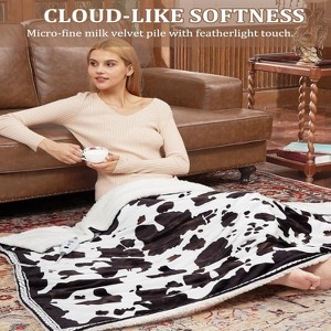 Heated Blanket Electric Throw, Cow Print Electric Blanket Heating with LCD Controller, 6 Heat Settings & 4H Auto Shut-Off, Soft Flannel Heat Blankets - 1 of 4