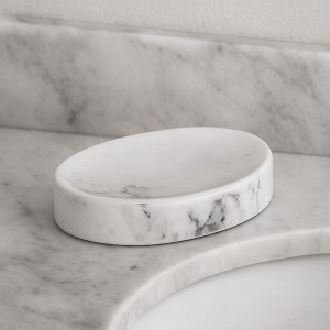 Evideco French Home Goods Oval Marble Effect Soap Dish Cup Dispenser - 1 of 4