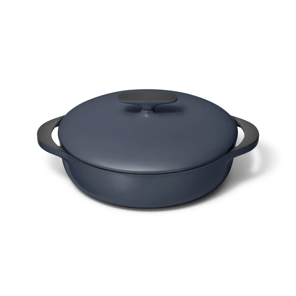 Caraway Home Enameled Cast Iron Braiser with Lid Midnight Blue: 3.5 Qt, Hand Wash, Electric & Gas Compatible, 10.5" Diameter