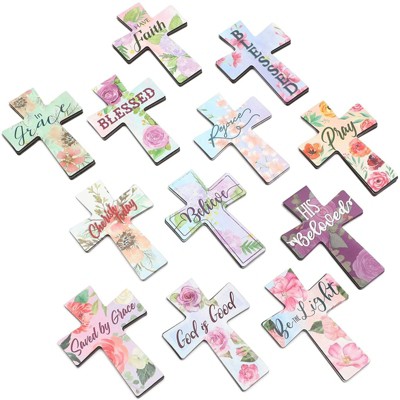 Juvale 24 pieces Christian Cross Magnetic Bookmarks, Paper Page Clip Magnet Marker, with Positive Statement, for Kids Student Office Stationery Supply
