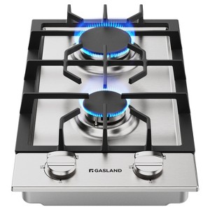 GASLAND GH30SF 12-Inch 2-Burner Built-in Gas Cooktop, NG/LPG Convertible, Stainless Steel - 1 of 4