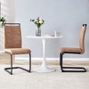 VYNXARIA High Back Dining Chairs,Tech Fabric Upholstered Side Chairs with C-Shaped Black Metal Legs (Set of 2),Brown - 3 of 4