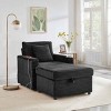 Single Sofa with Storage Ottoman, Multi-Functional Sofa with USB and Foldable Side Table, Corduroy Lazy Sofa with Wood Frame-Coolbibila - 3 of 4