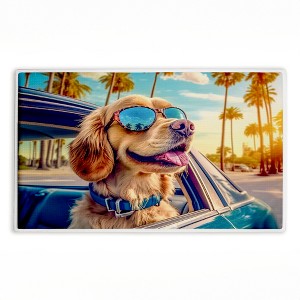 Stupell Industries Cool Puppy Tropical Sunset Printed Plush Bath Mat And Bath Rug, Design By Image World, 18"X30" - 1 of 4