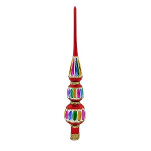 Santa Land 12.0 Inch Rainbow Brite Drum Tree Topper 3 Tier Czech Republic Colorful Tree Toppers - 1 of 3