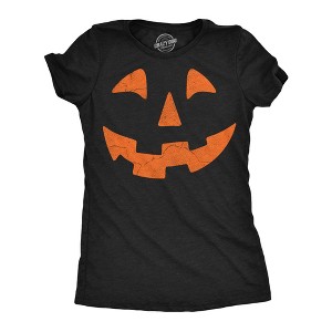 Womens Funny T Shirts Giant Jack O Lantern Face Sarcastic Halloween Graphic Novelty Tee For Ladies - Crazy Dog Women's T Shirt For Halloween Season XL - 1 of 4