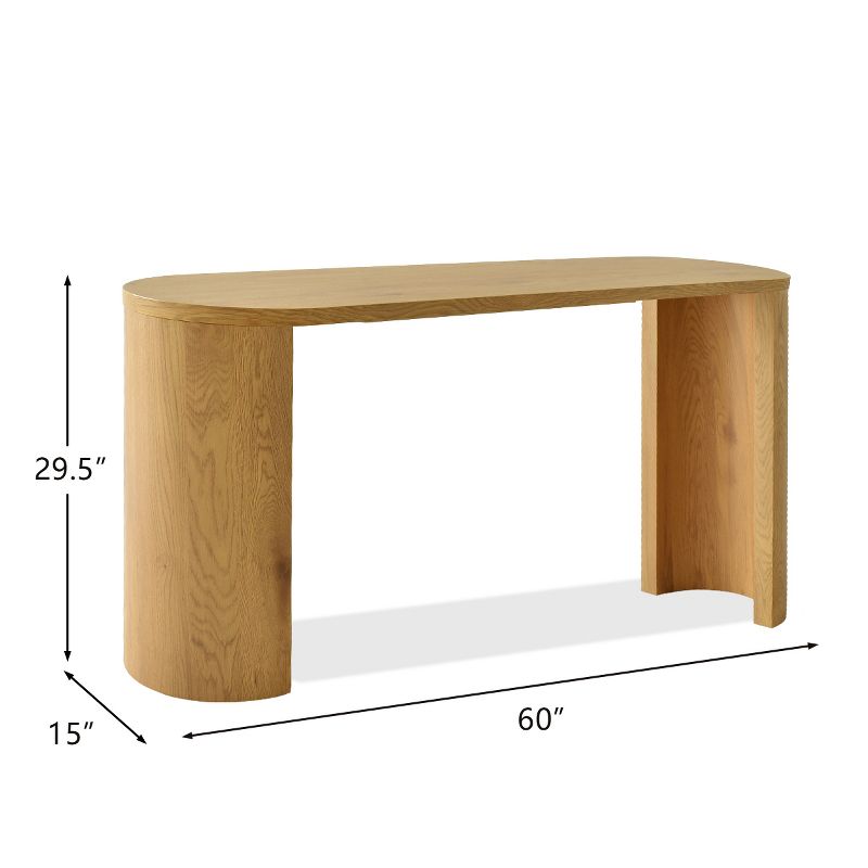 Dwen 60" Convertible Double Pedestal Legs With Manufactured Wood Foild with Grain Paper Simplicity Rectangle Console Table-Maison Boucle‎, 4 of 10
