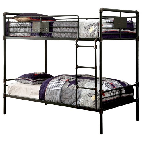 Derrick Kids Bunk Bed Antique Black, Industrial Bunk Bed Twin Over Full