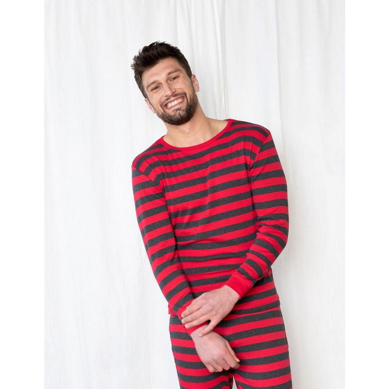 Leveret Mens Two Piece Cotton Striped Pajamas, 2 of 3