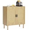 TIRAMISUBEST Kitchen storage cabinets with rattan decorative doors - Natural Mobile File Cabinet - 3 of 4
