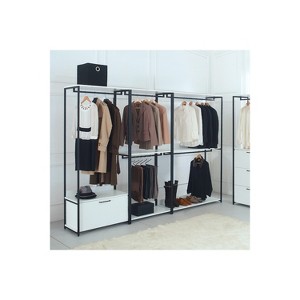 HomeStock Fiona White Freestanding Walk in Wood Closet System with Metal Frame - 1 of 4