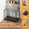 Dog Crate Furniture, 57" Indoor Dog Kennel with Storage Shelves, Divider, Adjustable Feeding Bowls & Removable Tray - 4 of 4