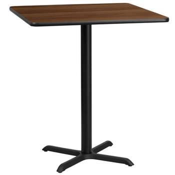 Flash Furniture 36'' Square Walnut Laminate Table Top with 30'' x 30'' Bar Height Table Base