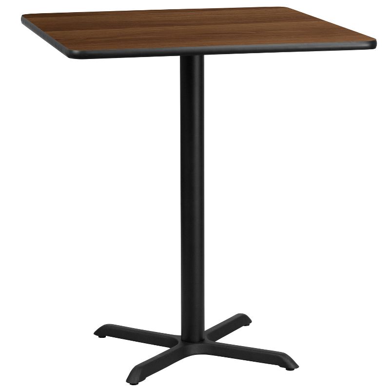 Flash Furniture 36'' Square Walnut Laminate Table Top with 30'' x 30'' Bar Height Table Base, 1 of 3