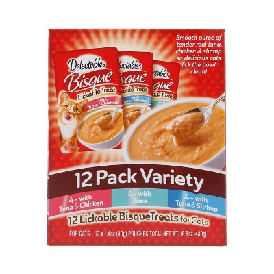 Hartz Delectables Bisque Tuna, Shrimp & Chicken Cat Treats Variety Pack - 1.4oz/12ct