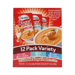 Hartz Delectables Bisque Tuna, Shrimp & Chicken Cat Treats Variety Pack - 16.8oz/12ct - 1 of 3