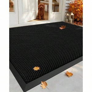 High Stretch Elastic Silk Doormat 36x60 Inch Black Outdoor Front Door Entrance Patio Quick - Dry Heavy - Duty Non - Slip Rubber - 1 of 4
