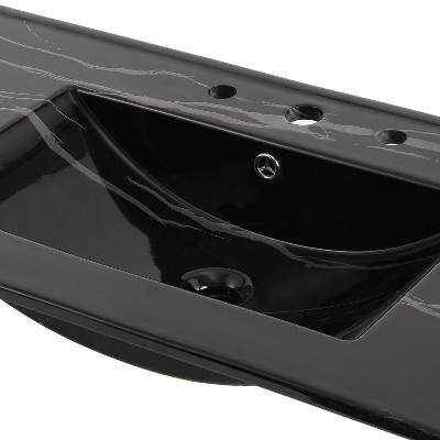 Ancillary 36" Black Marble Ceramic Rectangular Single Sink Vanity Top