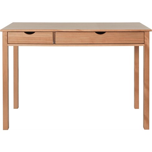 Ren Home Liv Wooden Desk With Double Drawers, Oak : Target