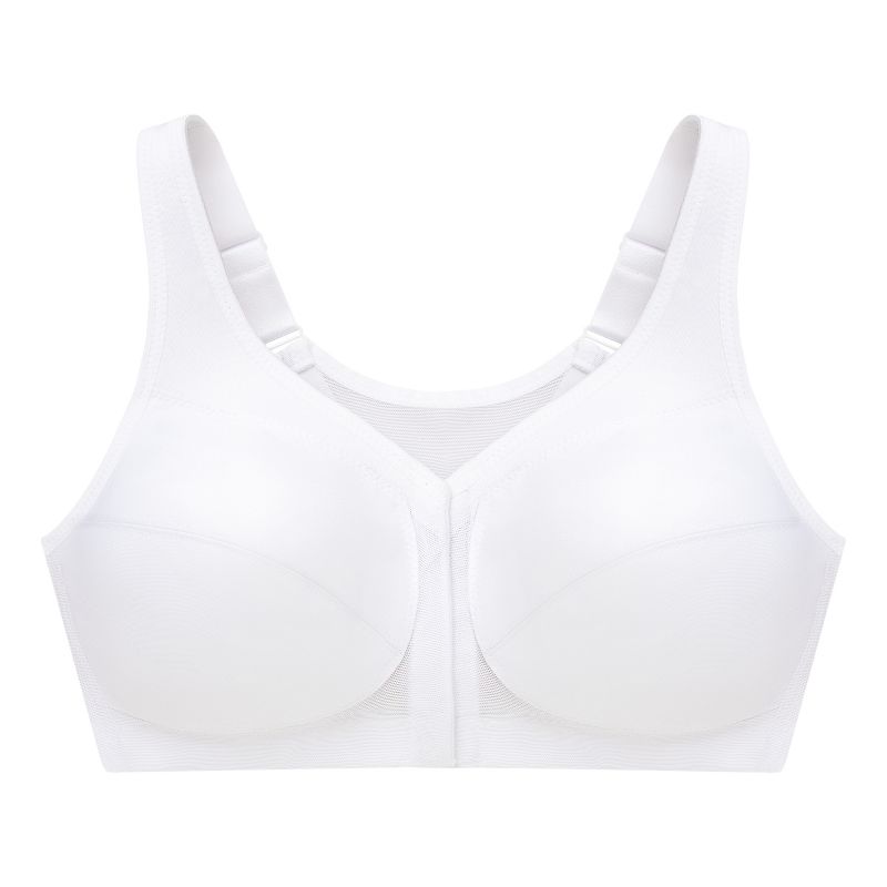 Glamorise Womens MagicLift Front-Closure Posture Back Wirefree Bra 1265 White, 4 of 5