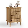 4 Drawer Dresser with Sliding Door, Mid Century Modern Nightstand & Side Table, Multi-Functional Storage Chest, Natural - 3 of 4