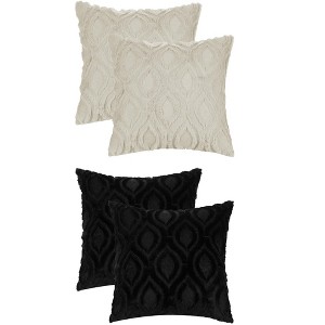 Unique Bargains Patterned Soft Shaggy Plush Faux Fur Throw Pillow Covers Set 4 Pcs - 1 of 4