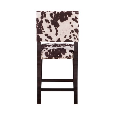 Corey 24" Brown and Ivory Cowhide Counter Stool