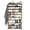 DOMETOUR Double Row 10 Layers Non-woven Shoe Rack Iron Pipe + PP pad + Plastic 33.7" x 11.7" x 62.2" Black - 3 of 4