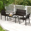 Tangkula 4 Pieces Patio Furniture Set, Heavy Duty Galvanized Metal Frame Outdoor Wicker Table and Chairs Set - 4 of 4