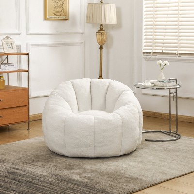 Teddy Fabric Bean Bag Chair with Backrest and Armrests, Foam-Filled Lounge Sofa for Adults and Kids, Cozy Floor Seating-Baofuwish