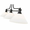 Melange 3-Light Billiards Light - Matte Black Steel & Opal Glass - 52" Industrial Design - 4 of 4