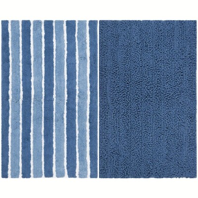 Bath Mats and Rugs Collection PMB722 Hand Tufted Bath Mat -Blue/Multi-2'3"x3'9"-"Safavieh.