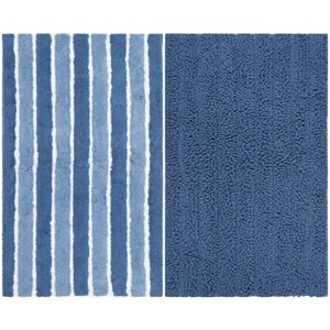 Bath Mats and Rugs Collection PMB722 Hand Tufted Bath Mat -Blue/Multi-2'3"x3'9"-"Safavieh. - 1 of 2