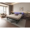 Racxily Twin Daybed with Trundle, Farmhouse Daybed Frame with Sliding Barn Door Headboard and Charging Station & LED Light for Bedroom and Guest Room - 2 of 4