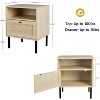 Angel Sar Rattan Night Stand Set 2, Boho Wood Nightstands Set of 2 with Door, Open Storage Space & Metal Legs, Natural Wood - 3 of 4