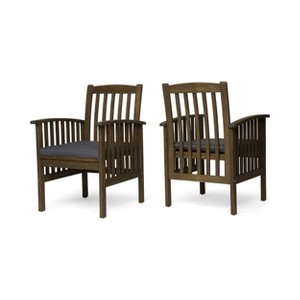XINGHANZHENXUAN Gray 2 Pcs Patio Chairs with Cushions, Modern Outdoor Dining Armchairs for Backyard, Poolside & Garden - 1 of 4