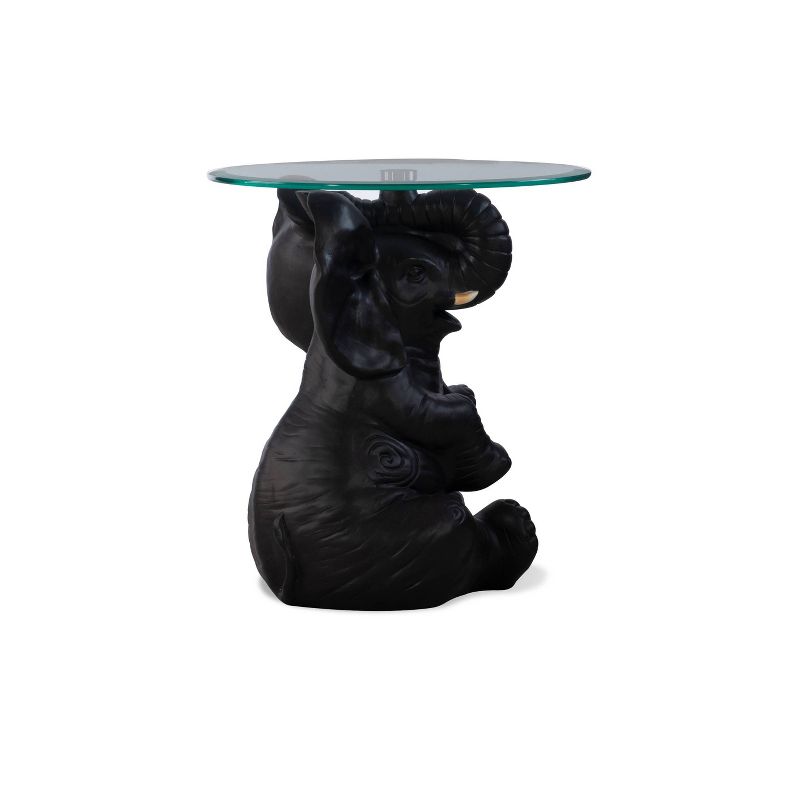 Elwyn Transitional Glass Top and Resin Base Side Table Dark Gray - Powell, 3 of 9