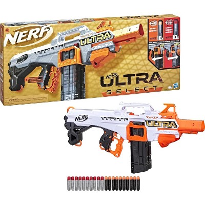 NERF Ultra Select Fully Motorized Blaster, Fire for Distance or Accuracy, Includes Clips and Darts Automatic Electric Full Auto Toy Foam Blasters