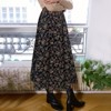 Women's High Waist A-Line Maxi Skirt with Elastic Waistband - Floral Print Boho Long Skirt - 2 of 4