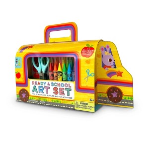 Bright Stripes Ready 4 School Art Set, Bus-Shaped Caddy with 30-Piece Art Supplies, Ages 3 and Up - 1 of 3