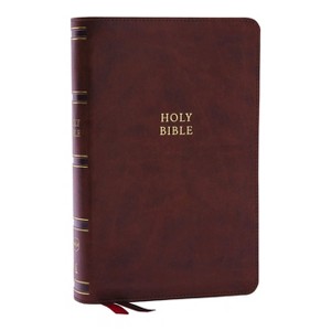 Nkjv, Single-Column Reference Bible, Verse-By-Verse, Brown Leathersoft, Red Letter, Comfort Print - by  Thomas Nelson (Leather Bound) - 1 of 1