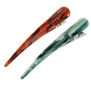 Unique Bargains Women's Metal Long Duckbill Hair Clips Green Red 5.31"x0.83"x1.18" 2 Pcs - 1 of 4