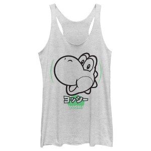 Women's Nintendo Super Mario Yoshi Kanji Racerback Tank Top - 1 of 3