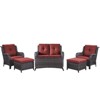 Gymojoy 6 Piece Outdoor Wicker Loveseat Sofa with Patio Chairs with Coffee Table and Ottoman Sets - 2 of 4