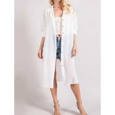 Women's Button Down Long Jacket - ee:some
