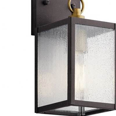Lahden 16.75" Distressed Bronze Outdoor Wall Lantern with Clear Glass