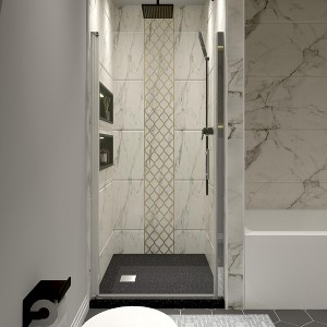 NicBex Shower Door 32"W x 72"H Frameless Pivot Glass Tub Door with 1/4" (6mm) Clear Tempered Glass with Reversible Installation - 1 of 4